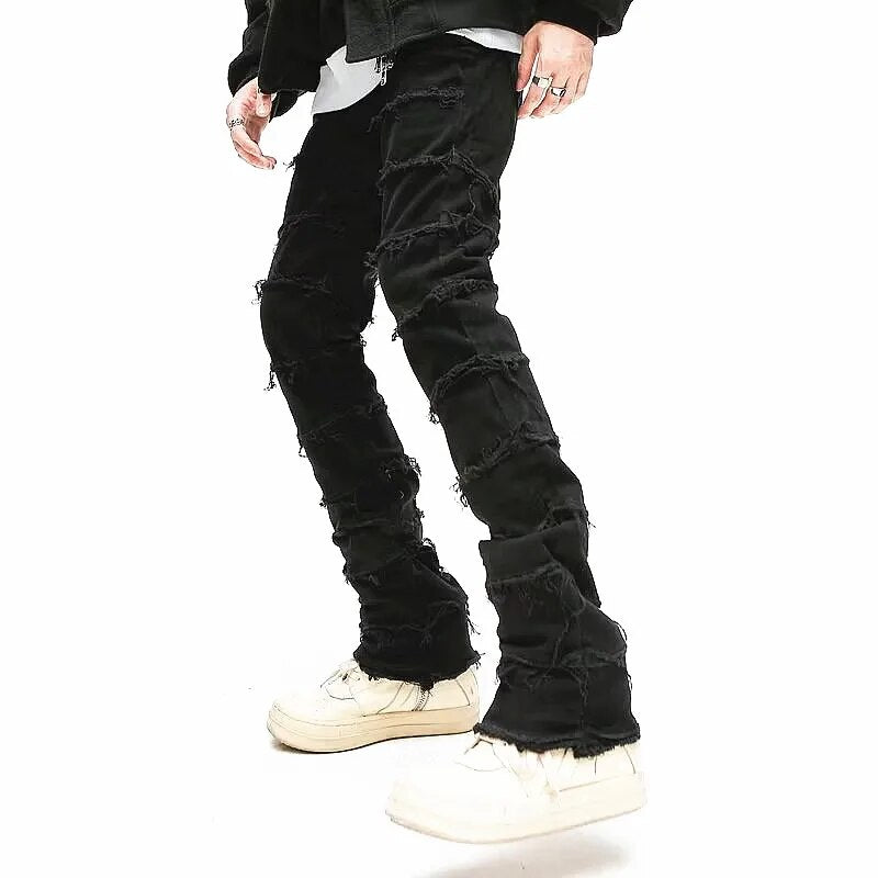 Grunge Clothes Y2K Streetwear Black Slim Stacked Jeans Pants For Kanye Hip Hop Long Trousers Vetements