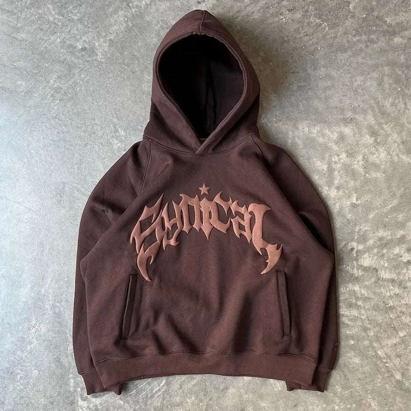Harajuku High Street Popular Vintage Letter Print Y2k Zip Hoodies Loose Sweatshirt Unisex Casual Joker Pullovers Hoodie Tops