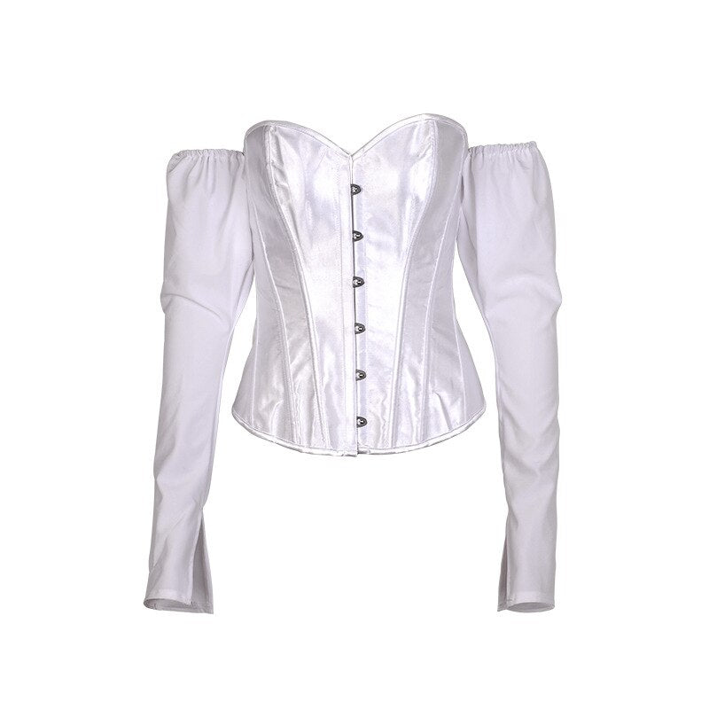 Voguable  Y2k Corset and Bustier Steel Bone Underbust Shaper T Shirts Off Shoulder Corset T-Shirt Body Shaping Waist Outfits