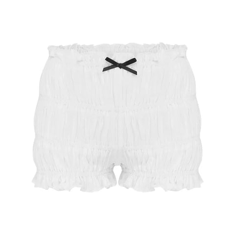 Ruffle Shorts Coquette Clothing 3D Bow Lettuce Trim Elastic Waist Tiered Bloomers Bottoms y2k Clothes Streetwear