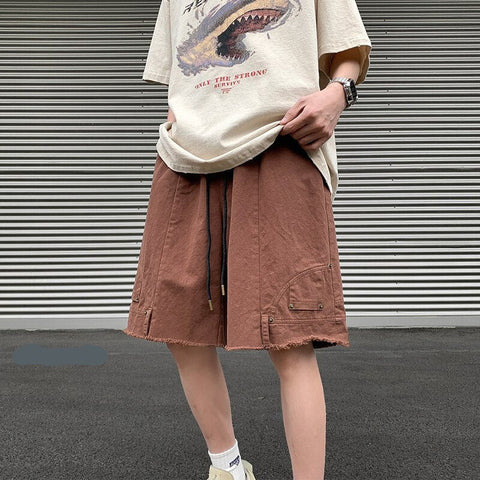 American Y2k Shorts Loose Large M-5XL Solid Casual Short Pants All-match Hip Hop Streetwear
