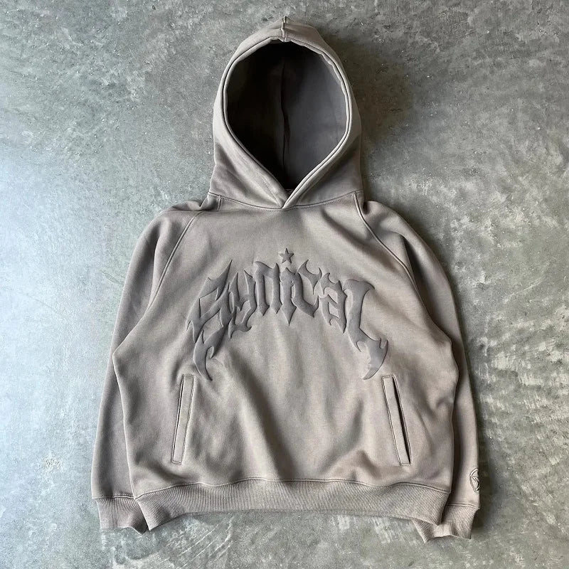 Harajuku High Street Popular Vintage Letter Print Y2k Zip Hoodies Loose Sweatshirt Unisex Casual Joker Pullovers Hoodie Tops