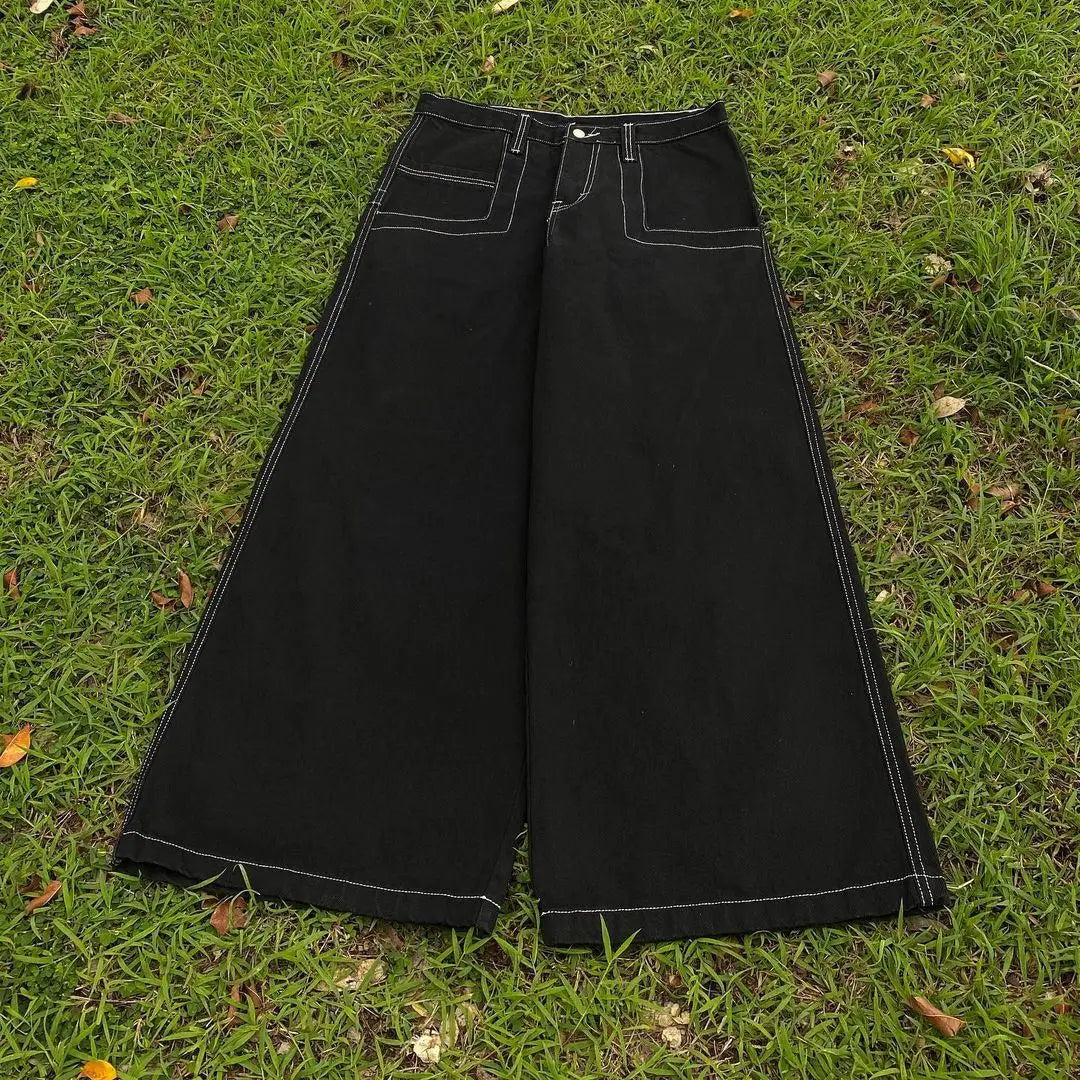 Vintage Streetwear Baggy Jeans Retro Y2K High Waist Jeans Casual Crossover Cargo Pants Wide Leg Pants