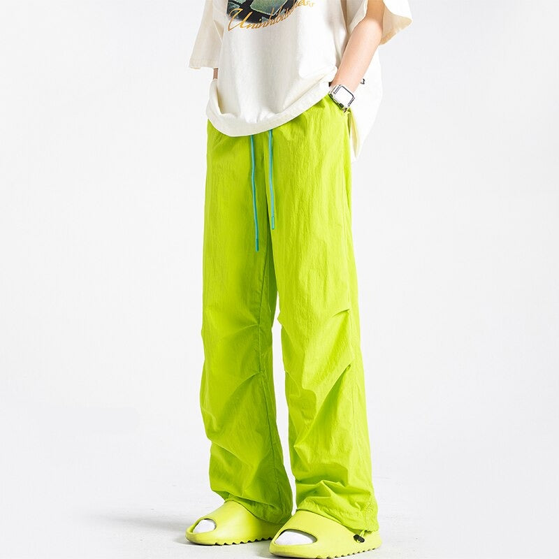 Solid Color Casual Pants Thin Loose Trend Paratrooper Ice Silk Pants Man Streetwear Y2k Trousers Oversized M-5XL