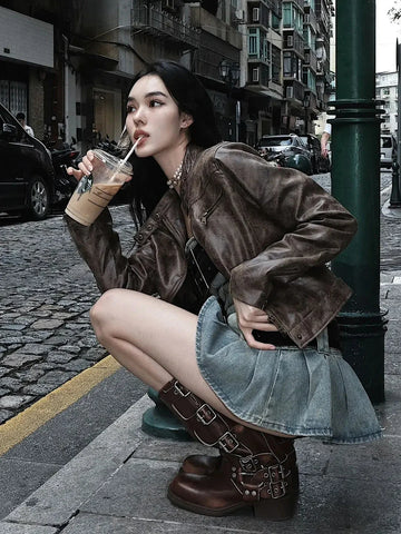 Vintage Y2k Strapless Denim Dress Bodycon Korean Kpop Belt Pleated Mini Dress 2000s Streetwear