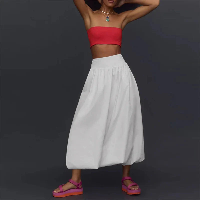Skirts y2k Elegant Solid Color High Waist Loose Fitting Long Bubble Skirt Office Ladies Skirts Streetwear