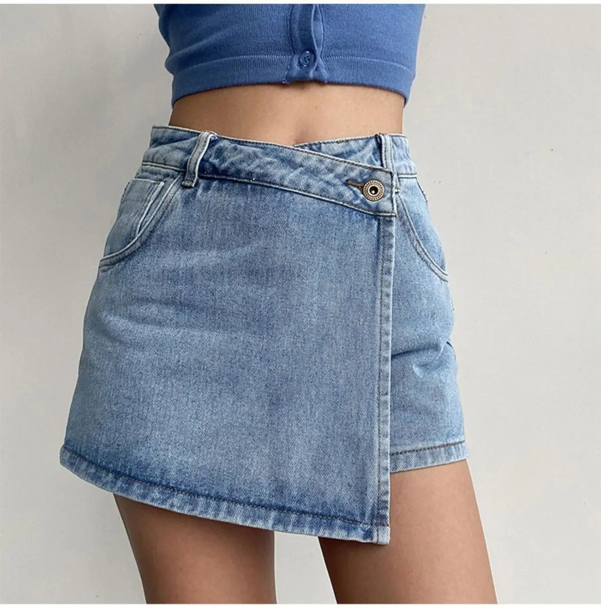 Mini Denim Skirts Slim Chic Vintage Asymmetrical Hotsweet Streetwear Design Ulzzang Student Harajuku Y2k Faldas