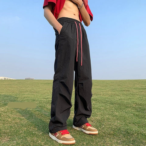 Thin Nylon Pants Y2k Colorful Solid Quick Drying Pants Hip Hop Girls Loose Pant Streetwear FeTrousers 5xl