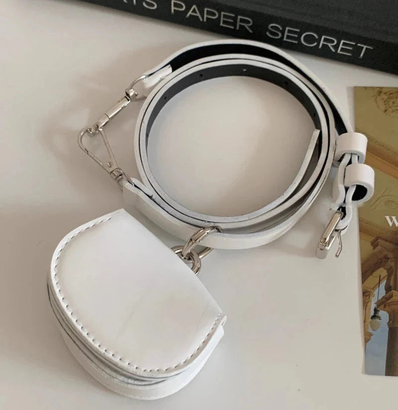 Korean All Match Mini Handbags Vintage Ins Belt Purses Solid Leather Streetwear Simple Waist Packs Y2k Aesthetic