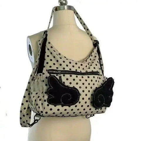 Streetwear Trendy Y2k Aesthetic Dots Wings Handbags Office Lady Shoulder Underarm Bag All Match Casual Backpacks