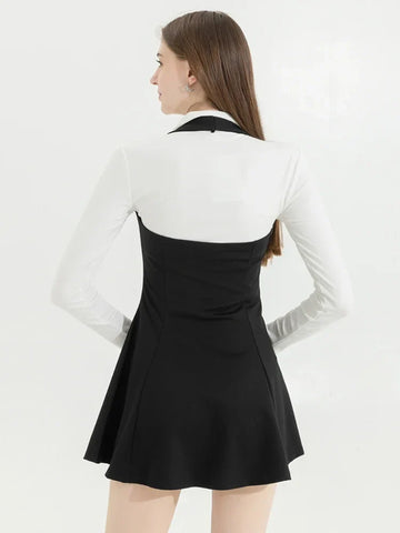 Voguable Korean Y2k Two Piece Sets Outfits Office Skirt Sets Lapel Cardigan Crop Tops + Suspender Mini Skirt Elegant Clothes