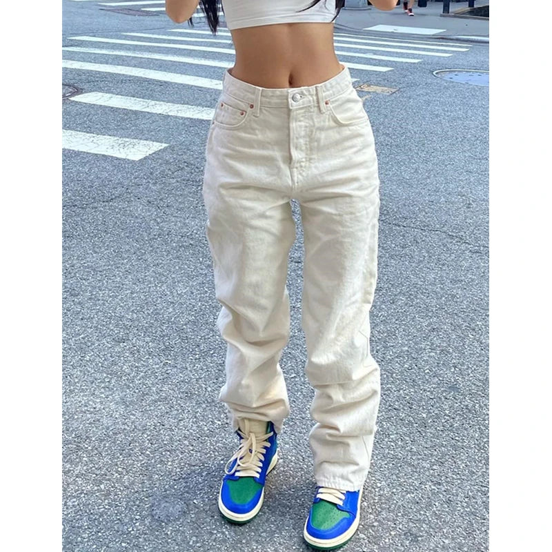 Jeans y2k Aesthetic Clothes Mid Waist Baggy Loose Trousers with Pockets Ladies Denim Pants Streetwear