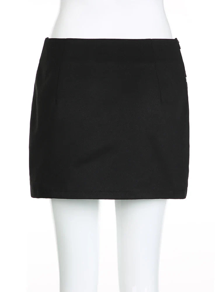 Voguable Bow Ribbon Stitching Mini Skirts Coquette Outfits Low Waist Elastic Short Skirts Y2K Aesthetic Fairycore Korean New