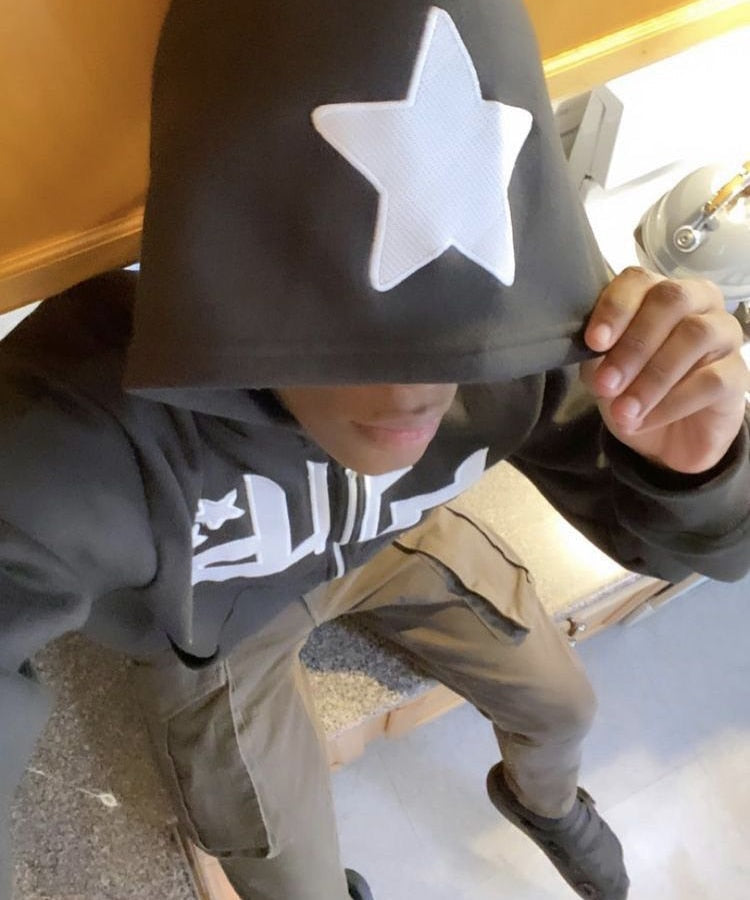 Voguable Star Letter Print Hoodie Zip Up Long Sleeve Oversized Jacket Coat Harajuku Gothic Hooded Sweatshirt Y2K Teen Clothes