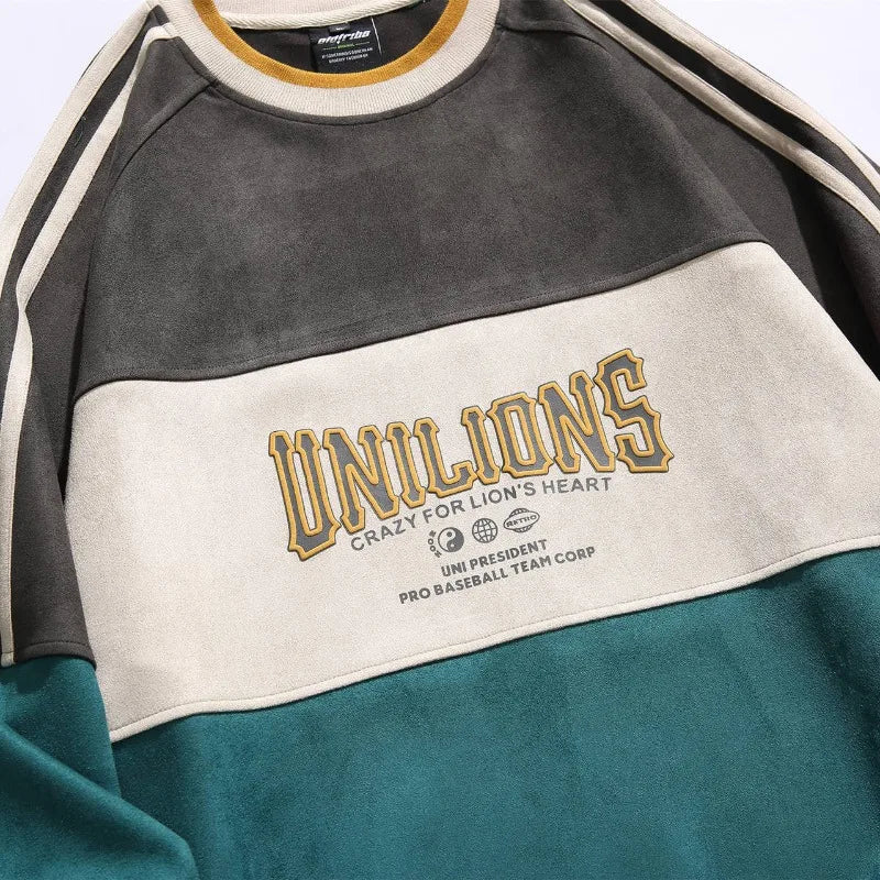 Voguable  Y2k Sweatshirts Suede Hip Hop And Couple Sports Pullovers China-Chic Loose Versatile Casual Tops Spliced