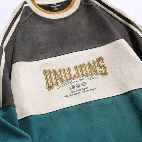 Voguable  Y2k Sweatshirts Suede Hip Hop And Couple Sports Pullovers China-Chic Loose Versatile Casual Tops Spliced