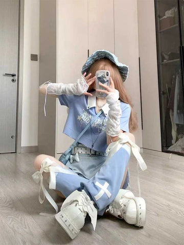 Korean Hotsweet Vintage Contrast Stitching Mini Denim Skirt High Waisted Slim Jeans Skirt Y2K Streetwear