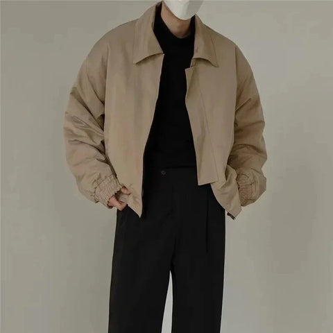 Y2k Europe America High Street Casual Coat Ins Design Sense Senior Vintage Shoulder-Padded Short Bomber Jacket