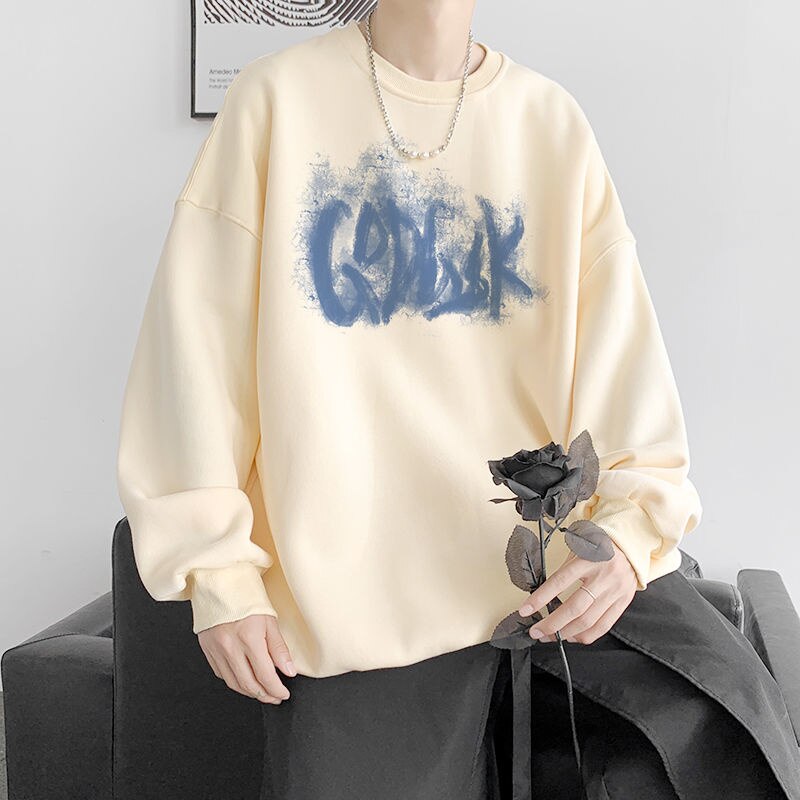 Korean Oversize Casual Sweatshirts y2k Letter Printed O Neck 5XL Unisex Hoodies Winter Pullover