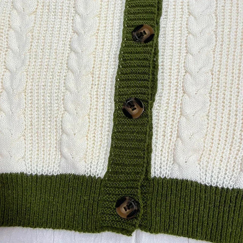 Cute Lantern Sleeve Knitted Cardigan Warm Embroidery Sweater Casual V-neck Single Breasted Sweater Coat Y2k