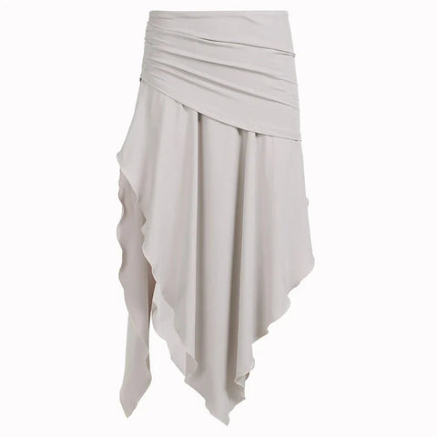 Folds Split Long Skirt Low Rise Loose A-line Midi Skirts For Casual y2k Ladies Holiday Outfits Harajuku 90s