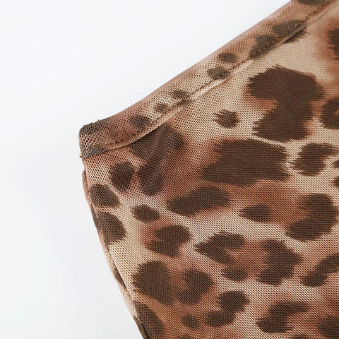 Vintage y2k Leopard Print Midi Skirt Low Rise Patchwork Straight Long Skirts 2000s Aesthetic Ladies Clothing Casual