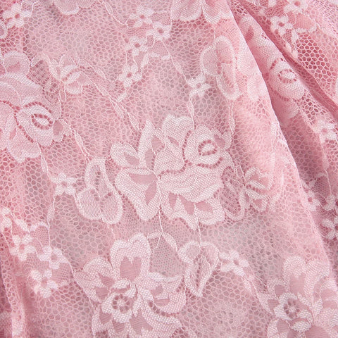 Voguable  See Through Lace Kawaii Dress Pink Transparent  Sleeveless Lolita Mini Dresses Fairycore  Aesthetic Sundress Y2K Outfit