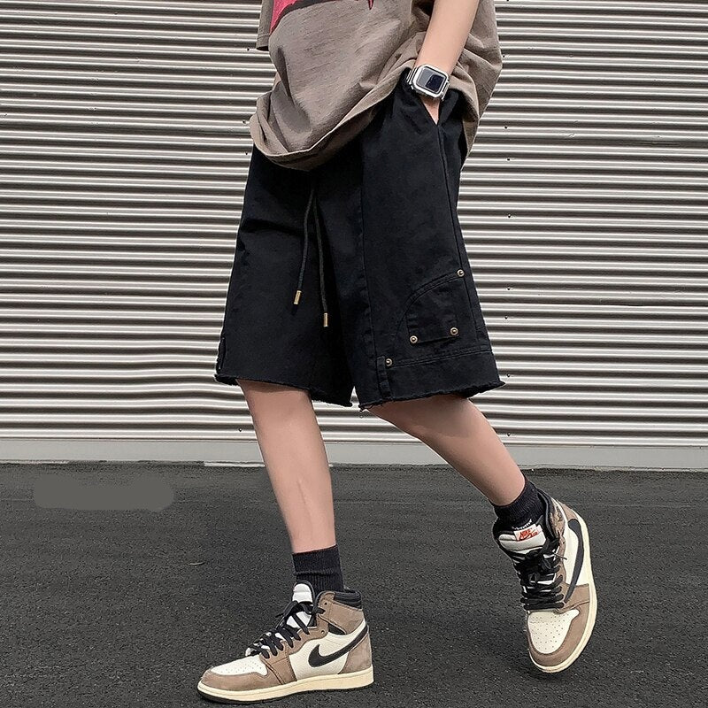 American Y2k Shorts Loose Large M-5XL Solid Casual Short Pants All-match Hip Hop Streetwear