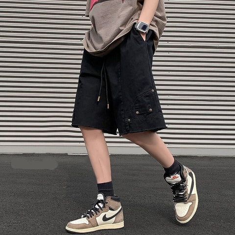 American Y2k Shorts Loose Large M-5XL Solid Casual Short Pants All-match Hip Hop Streetwear