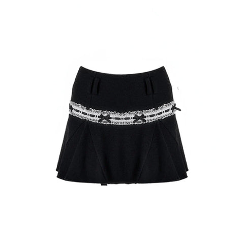 Voguable Dark Academia Y2k 2000s Aesthetic Rave Night Club Outfits 2 Piece Set Long Sleeve T-Shirts Crop Tops + Mini Pleated Skirts