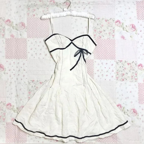 Streetwear Y2K Dress vintage Aesthetic Hip Hop Casual Cute Pink Bow Lace Punk emo girl Slim V Neck Dress