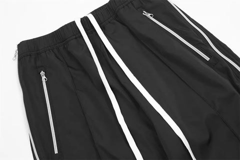 Voguable  Y2K Wide Leg Pants with Side Zips Sweatpants Loose Casual Sport Red Black Trousers Zipper Split Streetwear