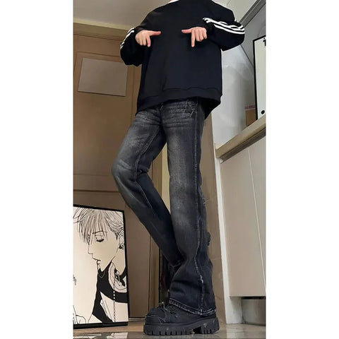 Jeans Washed Bootcut Jeans Streetwear Urban Denim Trousers Casual  Vintage Hip Hop Pants Retro Style Y2K