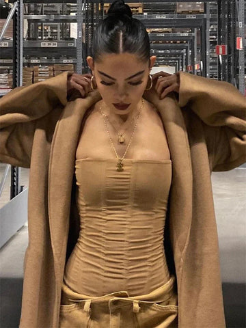 Mesh Backless Vest FeElegant Luxury Patchwork Strapless Solid Slim Streetwear Inner Y2k Tank Top Women's