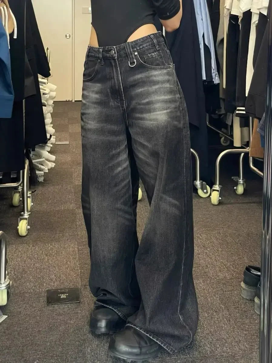 Voguable  FeWide Leg Pants High Waisted Loose Jeans Woman Vintage Street Harajuku Y2K Pant Trousers