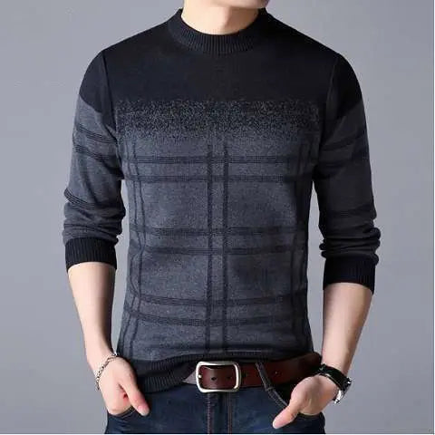Winter KPOP Harajuku Sweater Man All Match Thick Knitting Tops Loose Casual Long Sleeve Pullover Y2K T-shirts