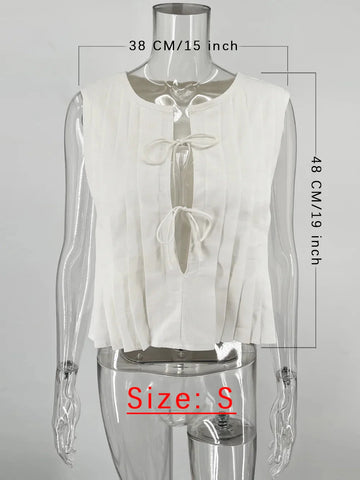 White Bandage Ribbed Tank Top Shirts For Hollow Out Sleeveless Slim Vest Lace-Up Vest Y2k Top