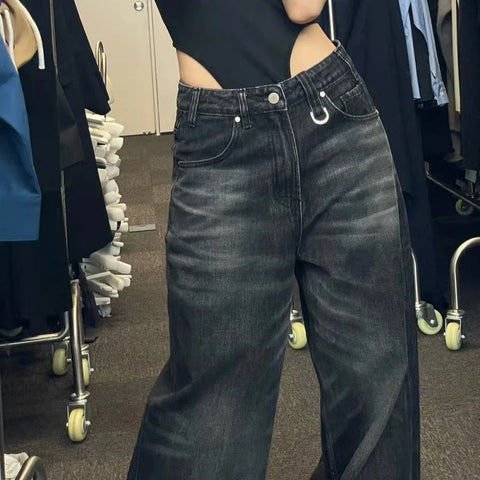 Voguable  FeWide Leg Pants High Waisted Loose Jeans Woman Vintage Street Harajuku Y2K Pant Trousers