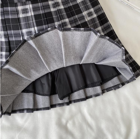 High Waist A-Line Plaid Pleated Skirt