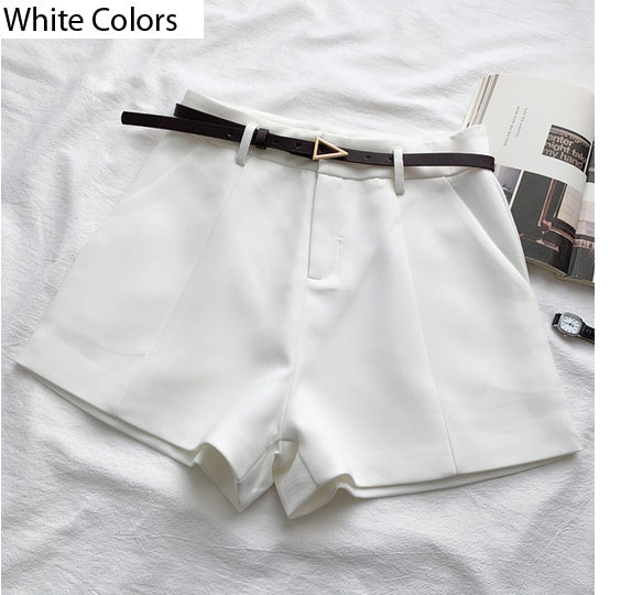 High Waist A-Line Belted Office Shorts Pants