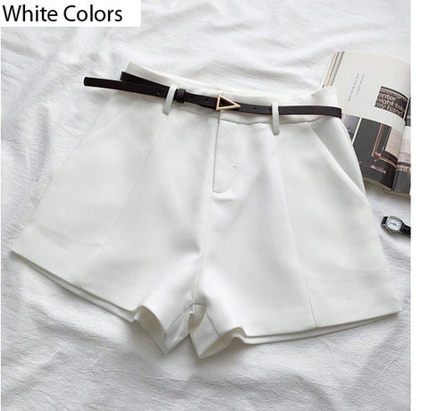 High Waist A-Line Belted Office Shorts Pants