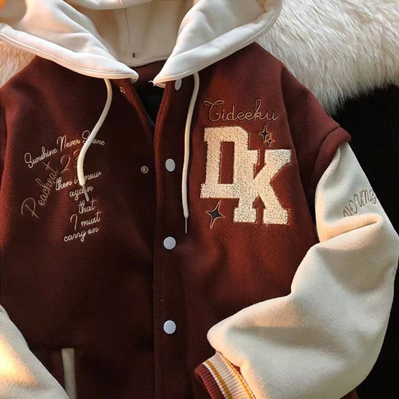 Retro Hooded Baseball Jacket