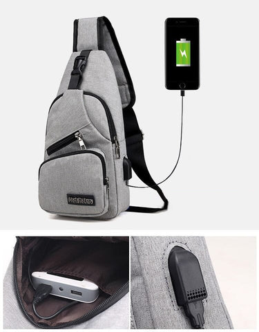 Angry Bag - Cross-Shoulder Backpack with USB Casual Small