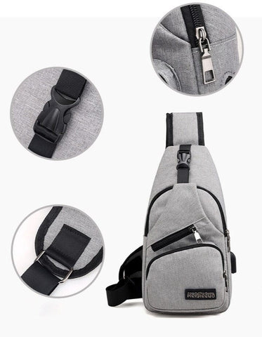 Angry Bag - Cross-Shoulder Backpack with USB Casual Small