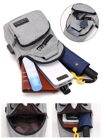 Angry Bag - Cross-Shoulder Rucksack mit USB Casual Small 