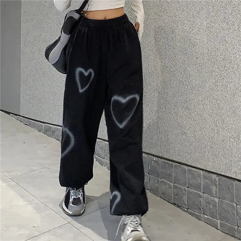 Heart Print Pants Y2k