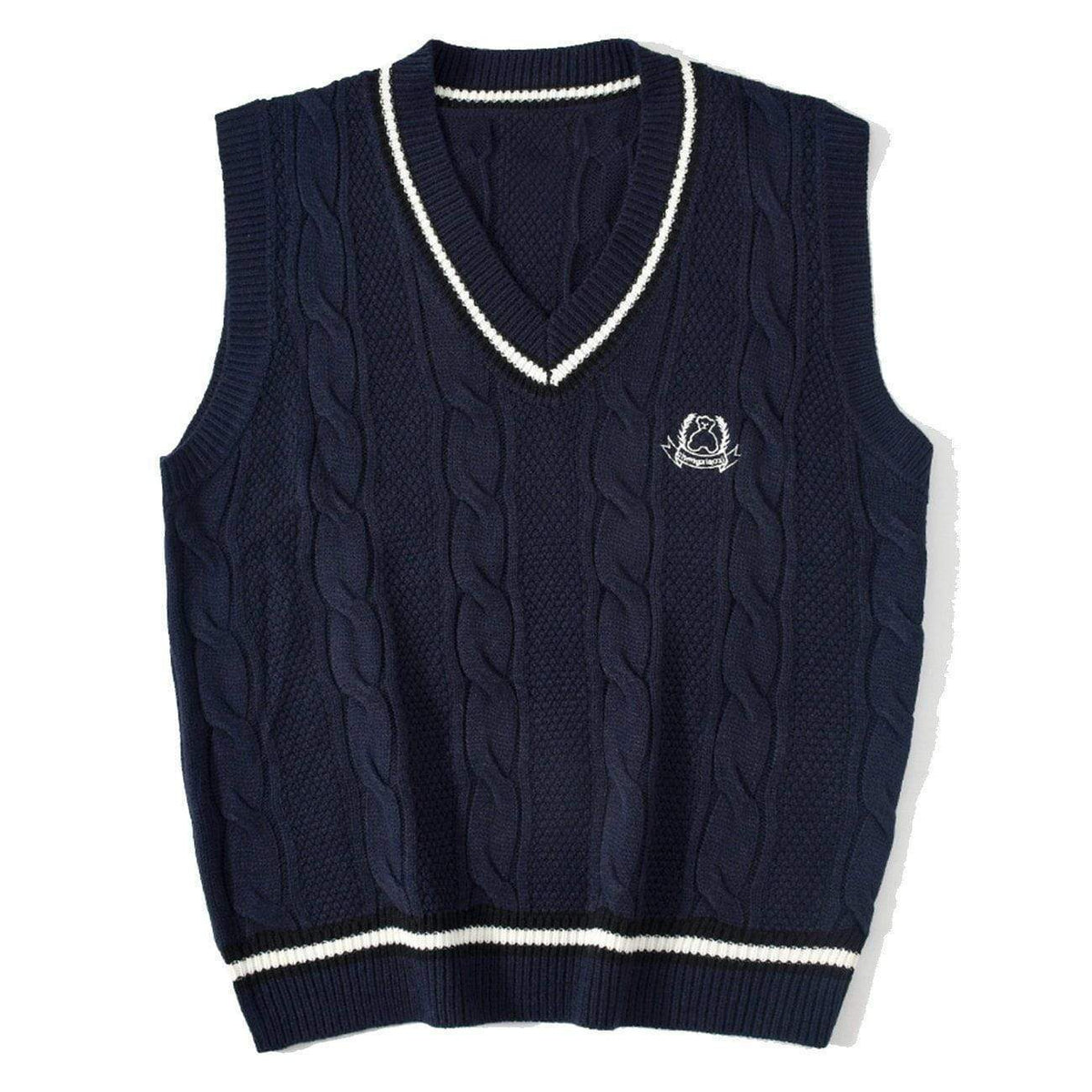 Bear Embroidered Knit Vest