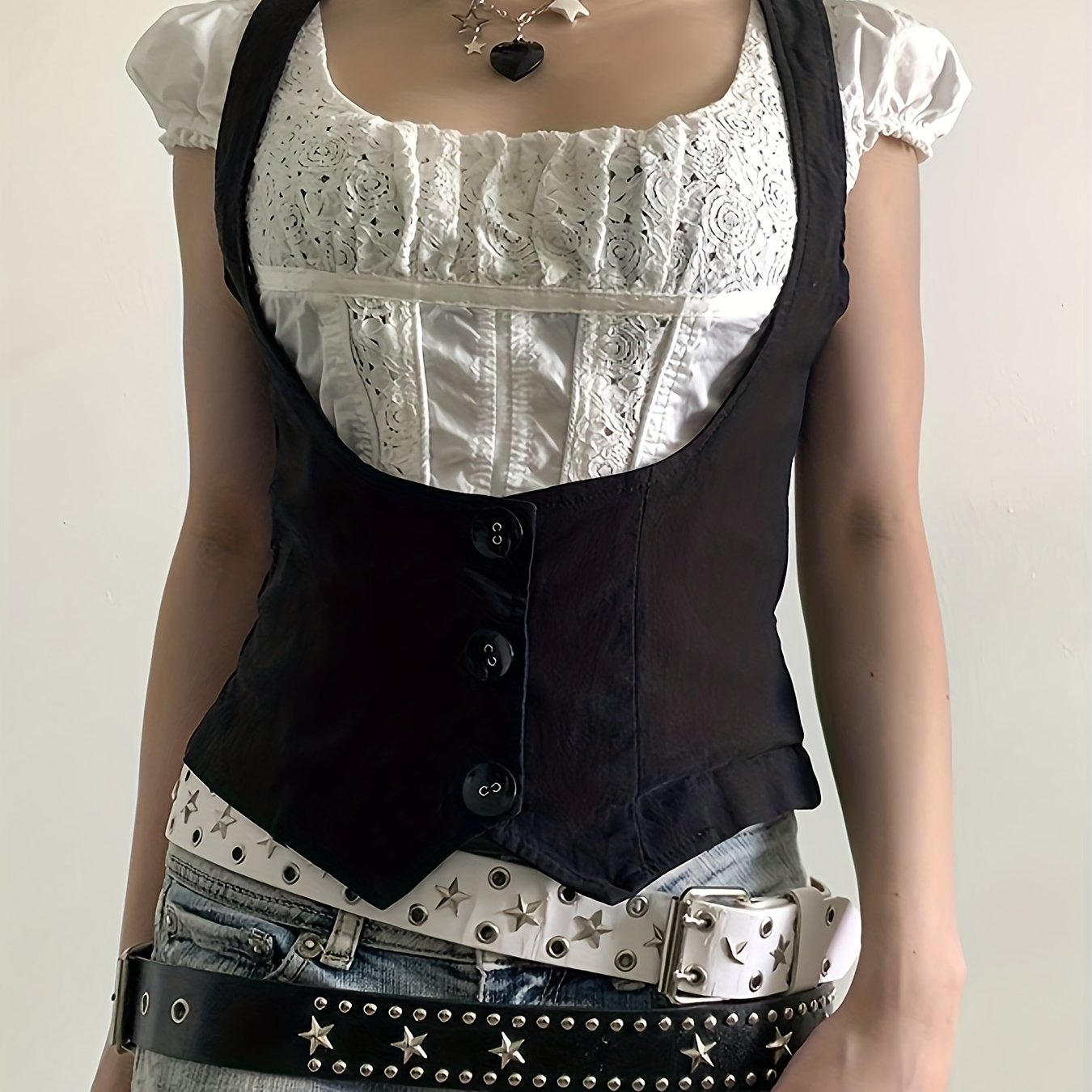 Y2K Casual Street Row Button Tailcoat Flap Sleeveless Low-Cut Shapewear Slimming Waistcoat Vest for Women