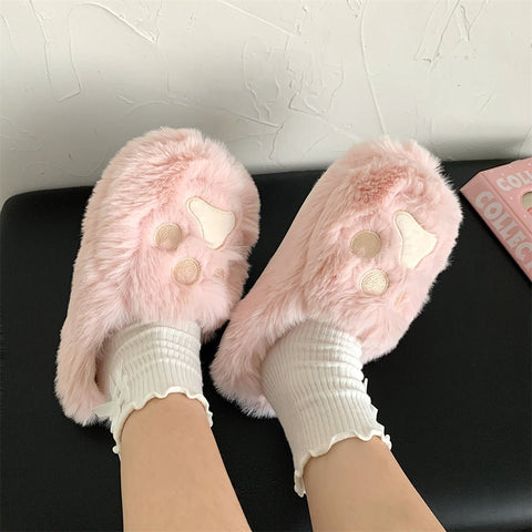 Pantuflas de piel con forma de pata de gatito grande