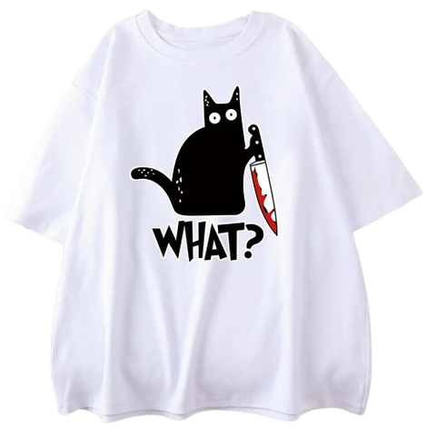 Camiseta de gato negro "¿Qué?"